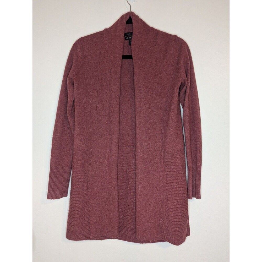 Tahari Pure Luxe 100% Cashmere Open Front Longline Cardigan Sweater‎ Sz XS Comfy